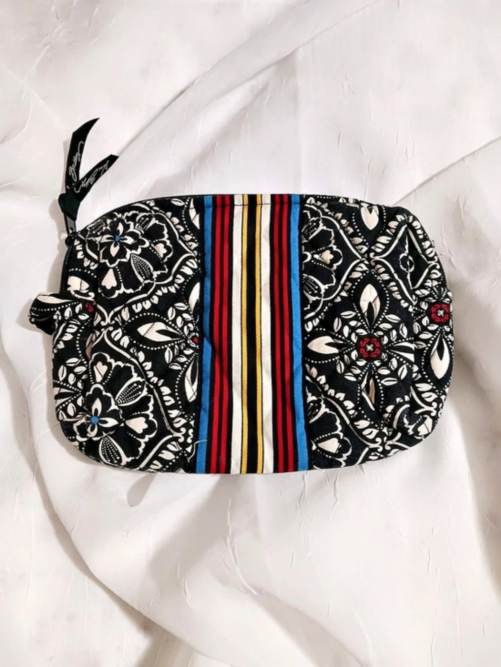 Vera Bradley Medium Cosmetic Bag in Barcelona Floral Black & Red